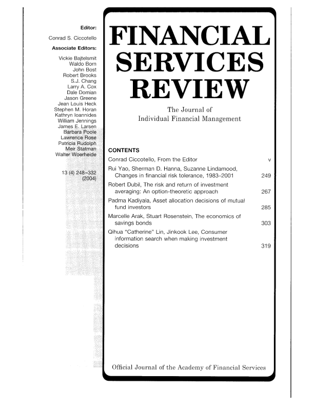 					View Vol. 13 No. 4 (2004): FSR Winter 2004
				