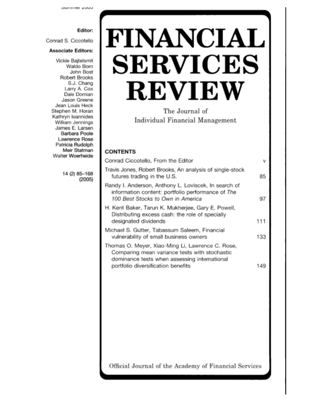 					View Vol. 14 No. 2 (2005): FSR Summer 2005
				
