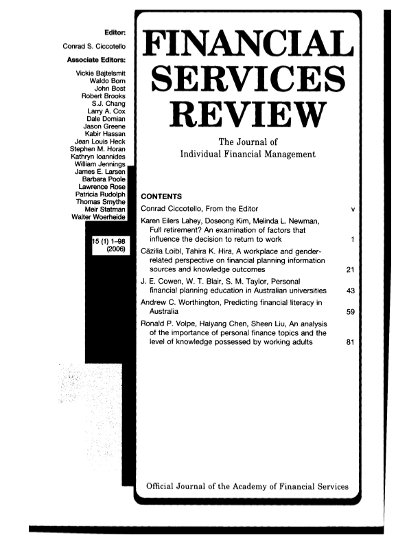 					View Vol. 15 No. 1 (2006): FSR Spring 2006
				